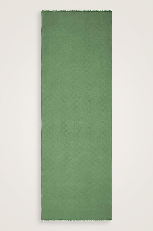 Noor Hexagon Silk Jacquard Shawl Green - 1