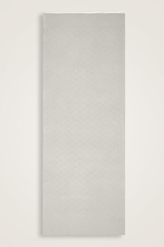 Noor Hexagon Silk Jacquard Shawl Light Grey - 2