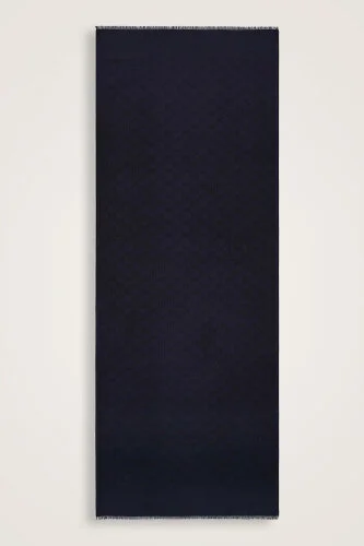 Noor Hexagon Silk Jacquard Shawl Navy - 2