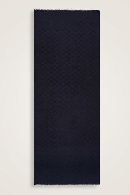 Noor Hexagon Silk Jacquard Shawl Navy - 2