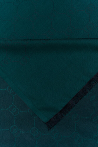 Noor Hexagon Silk Jacquard Shawl Petrol - 2