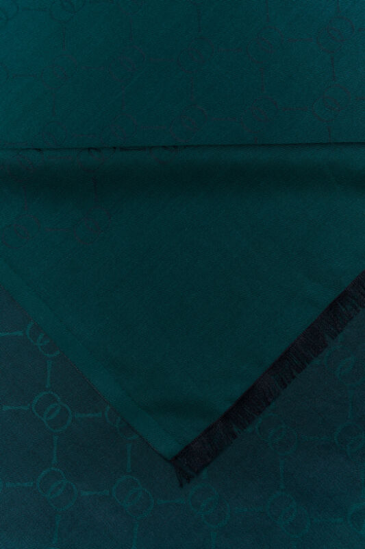 Noor Hexagon Silk Jacquard Shawl Petrol - 2