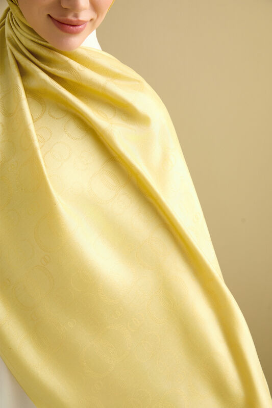 Noor Silk Jacquard Shawl Yellow - 3