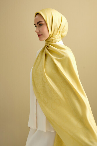 Noor Silk Jacquard Shawl Yellow - 5