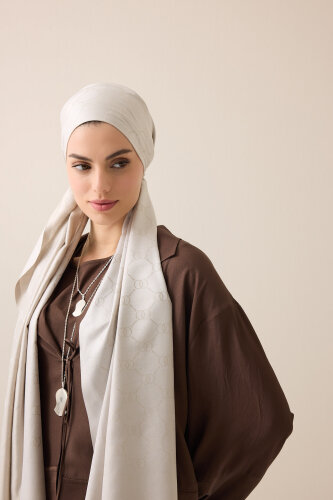 Noor Honeycomb Light Stone Jacquard Silk Scarf - Imannoor