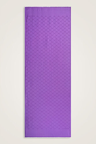 Noor Honeycomb Purple Jacquard Silk Scarf - 2