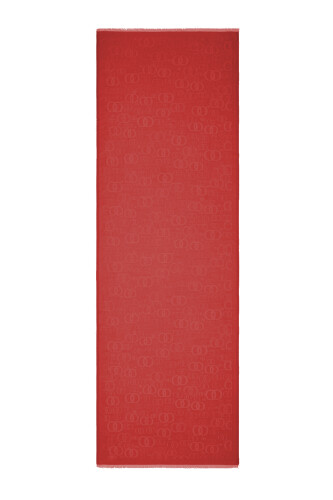 Noor Kırmızı Jakarlı İpek Şal 70x200 - 2
