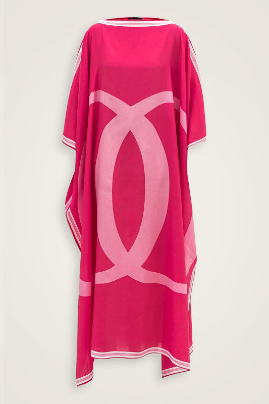 Noor Kısa Fuşya İpek Kaftan - 1