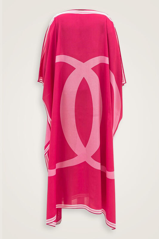 Noor Kısa Fuşya İpek Kaftan - 2