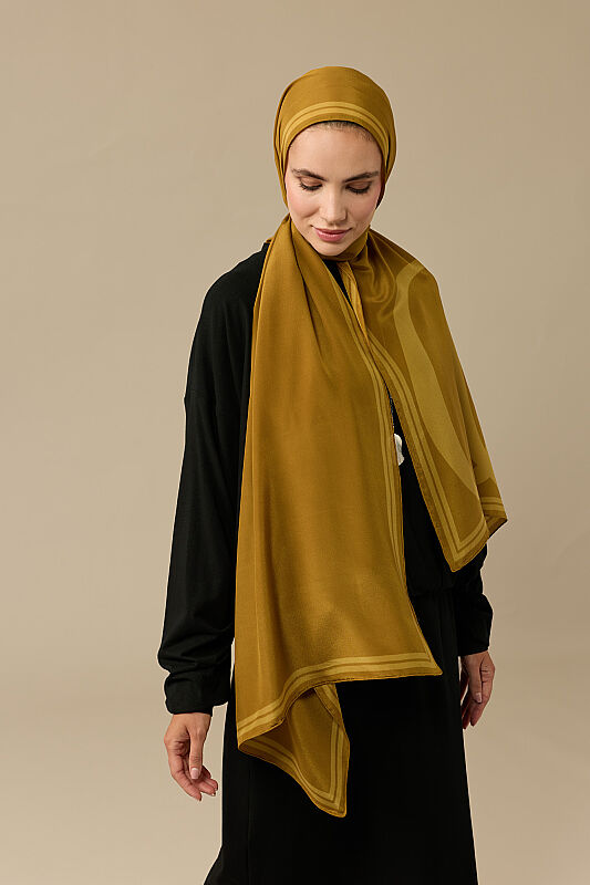 Noor Logo Acid Yellow Crepe Silk Shawl - 6