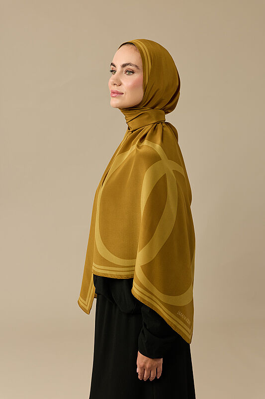 Noor Logo Acid Yellow Crepe Silk Shawl - 1