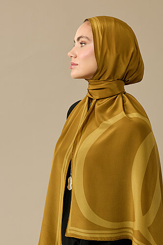 Noor Logo Acid Yellow Crepe Silk Shawl - 5