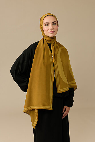 Noor Logo Asit Sarı Krep İpek Şal 70x210 - Imannoor (3)