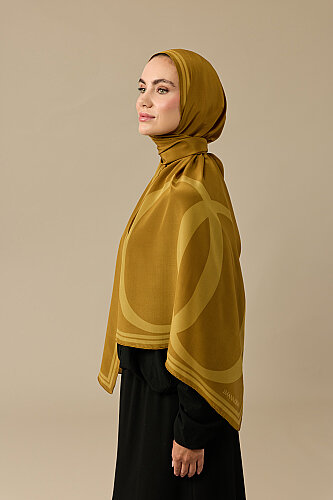 Noor Logo Asit Sarı Krep İpek Şal 70x210 - Imannoor (1)