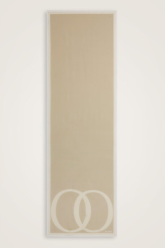 Noor Logo Bej Krep İpek Şal 70x210 - 1