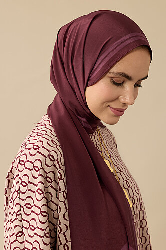 Noor Logo Bordo Krep İpek Şal 70x210 - Imannoor (3)