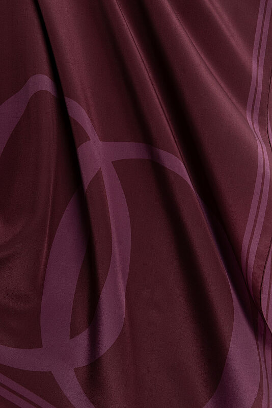 Noor Logo Burgundy Crepe Silk Shawl - 2