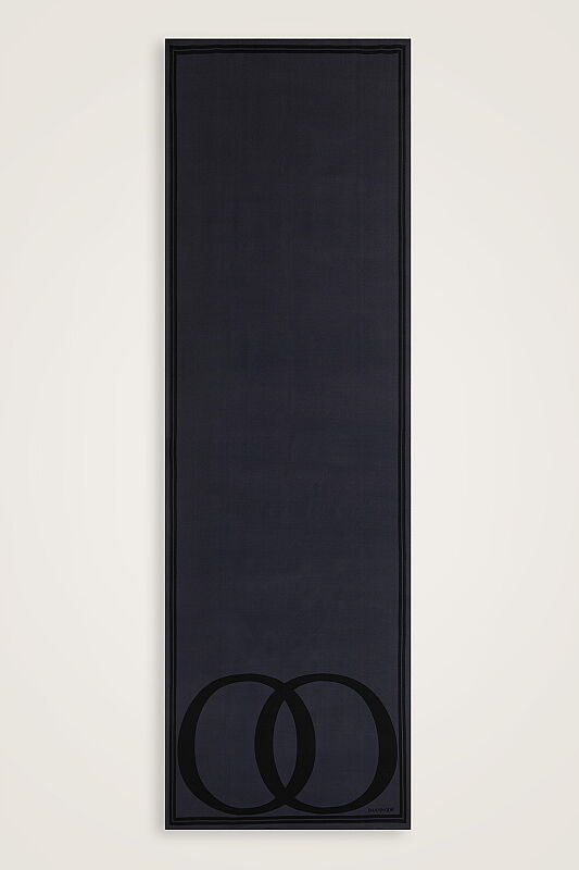 Noor Logo Dark Gray Crepe Silk Shawl - 1