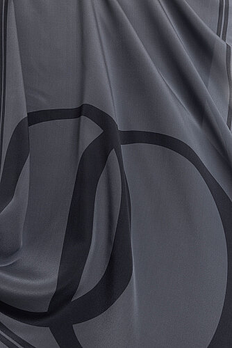 Noor Logo Light Gray Crepe Silk Shawl - 2