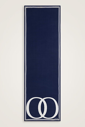 Noor Logo Navy Blue Crepe Silk Shawl 