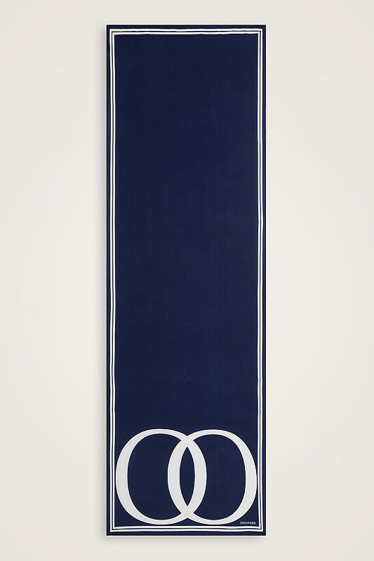 Noor Logo Navy Blue Crepe Silk Shawl - 1