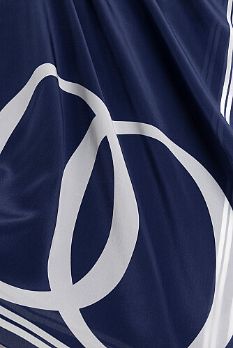 Noor Logo Navy Blue Crepe Silk Shawl - 2