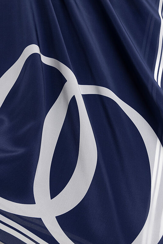 Noor Logo Navy Blue Crepe Silk Shawl - 2