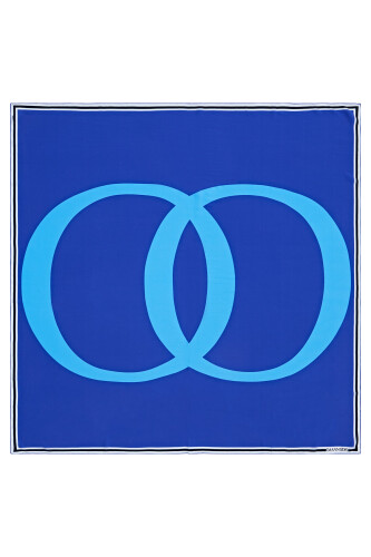 Noor Logo Silk Scarf Blue - 1