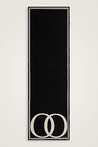 Noor Logo Siyah-Krem Krep İpek Şal 70x210 - Imannoor (1)