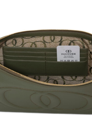 Noor Oil Green Leather Clutch Bag - 3