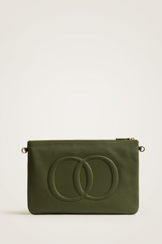 Noor Oil Green Leather Clutch Bag - 4