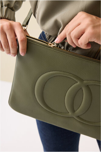 Noor Oil Green Leather Clutch Bag - 5