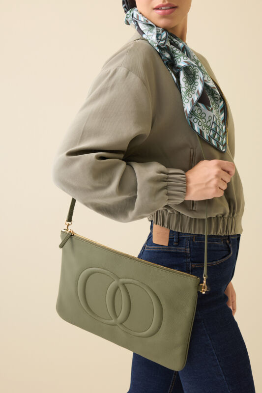 Noor Oil Green Leather Clutch Bag - 3