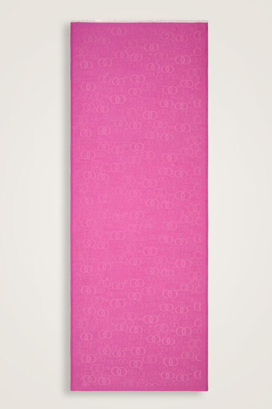 Noor Pembe Jakarlı İpek Şal 70x200 - 2