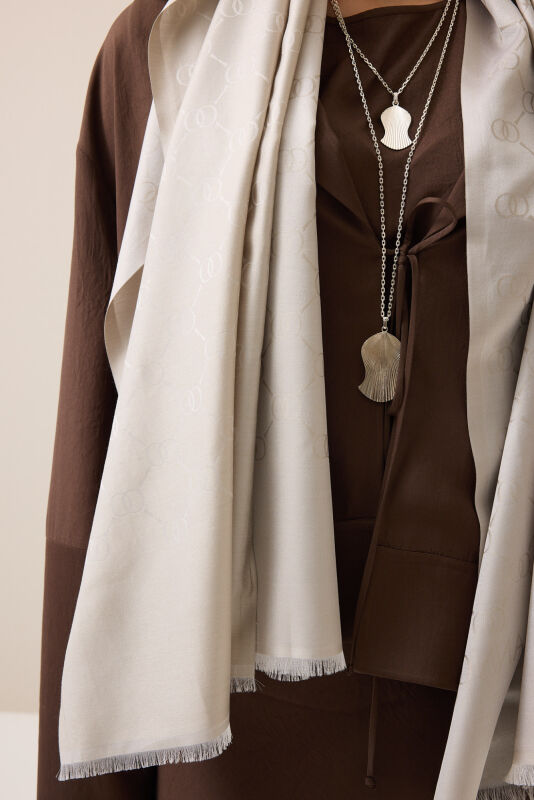  Noor Petek Açık Taş Jakarlı İpek Şal 70x200 - 2