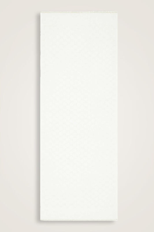 Noor Petek Beyaz Jakarlı İpek Şal 70x200 - 2