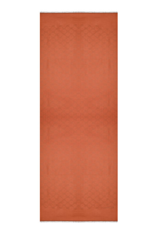 Noor Petek Brick Color Jacquard Silk Shawl - 1