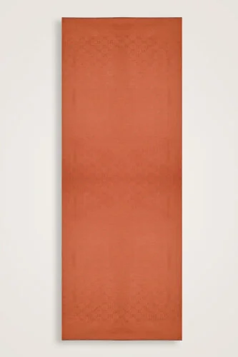 Noor Petek Brick Color Jacquard Silk Shawl - 2