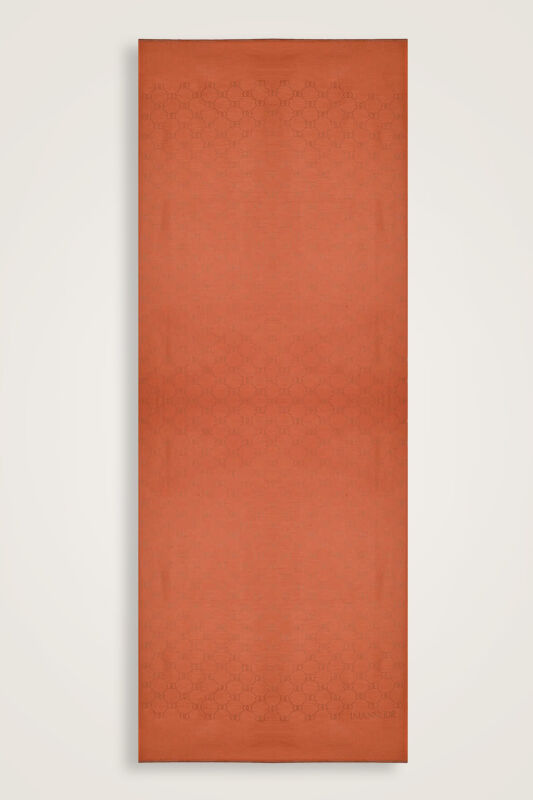Noor Petek Brick Color Jacquard Silk Shawl - 2
