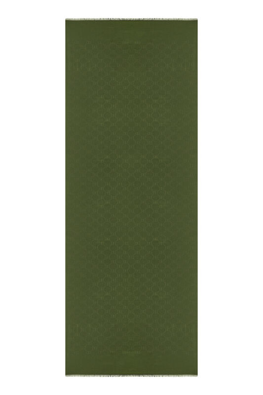 Noor Petek Dark Green Jacquard Silk Shawl - 3