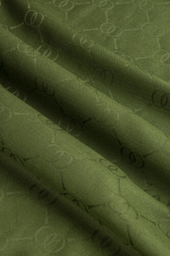 Noor Petek Dark Green Jacquard Silk Shawl - 4