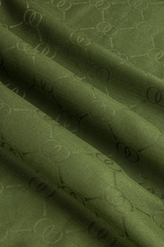 Noor Petek Dark Green Jacquard Silk Shawl - 4