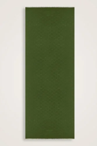 Noor Petek Dark Green Jacquard Silk Shawl - 2