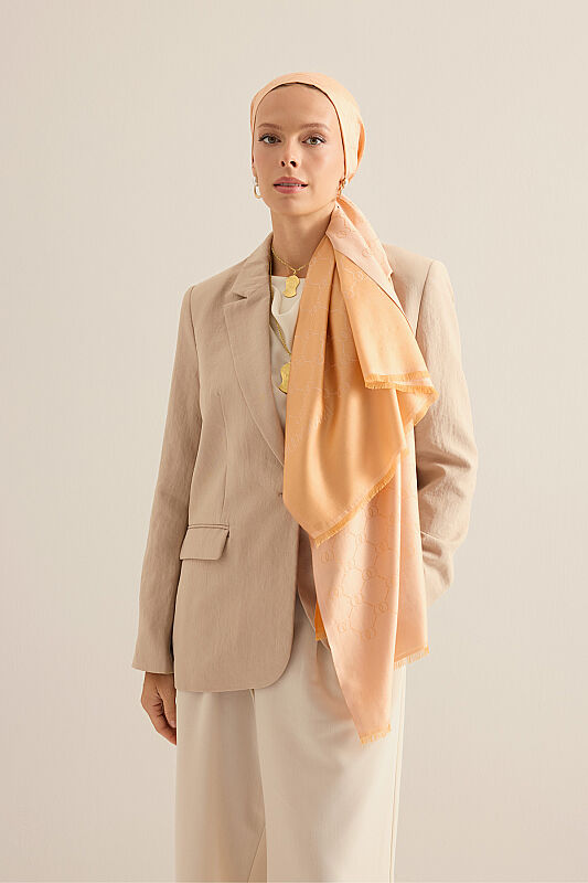  Noor Petek Kavun İçi Jakarlı İpek Şal 70x200 - 4