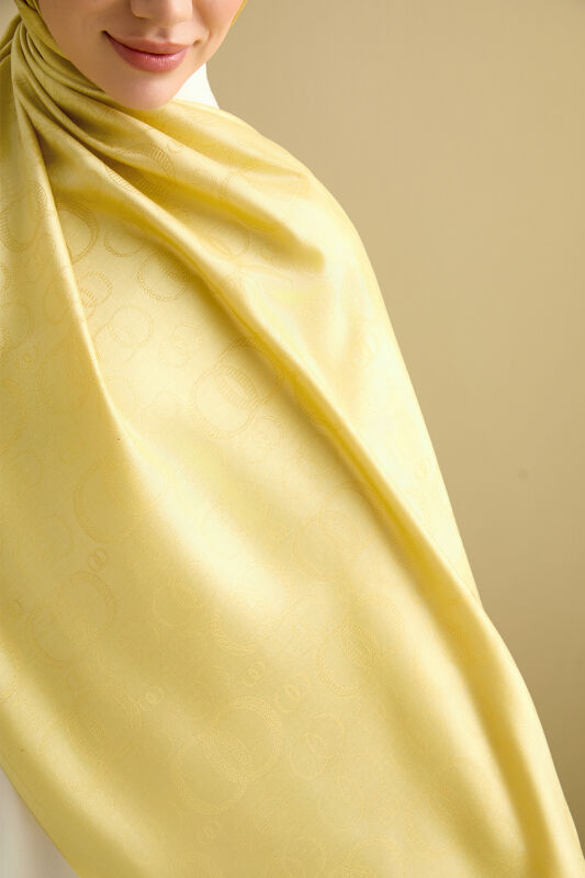 Noor Petek Saffron Jacquard Silk Shawl - 3