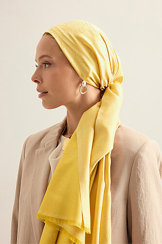 Noor Petek Saffron Jacquard Silk Shawl 