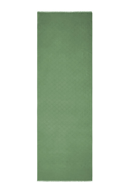 Noor Petek Yeşil Jakarlı İpek Şal 70x200 - 1