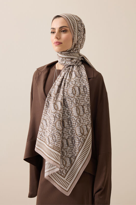 Noor Rain Beige Cotton Floss Scarf - 1