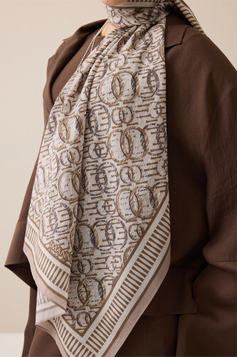 Noor Rain Beige Cotton Floss Scarf - 3