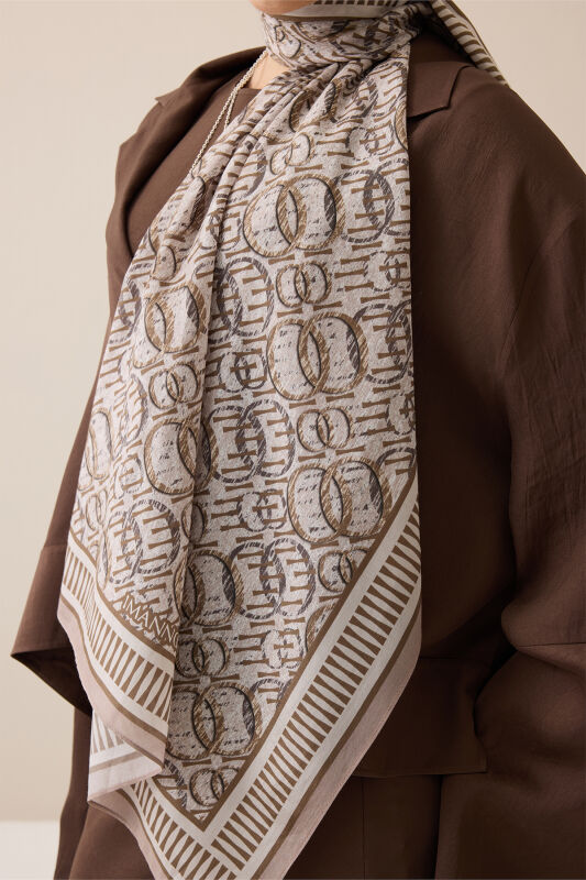 Noor Rain Beige Cotton Floss Scarf - 3